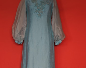 1960s Alfred Werber Blue Formal Dress