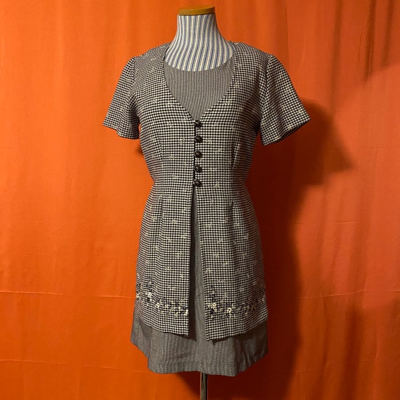 1990s Basic Editions Navy & White Dress