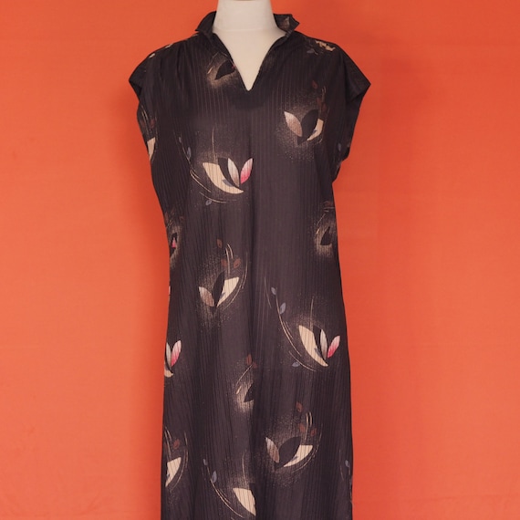 1980s Handmade Nylon Black Maxi Dress