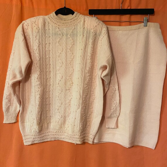 1980s R&K Originals Pink Pearl Sweater Suit, NWT