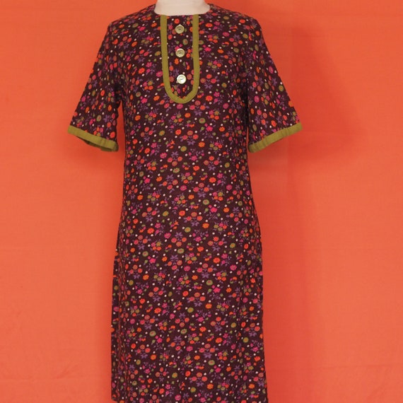 1970s Handmade Purple Floral Dress - image 1