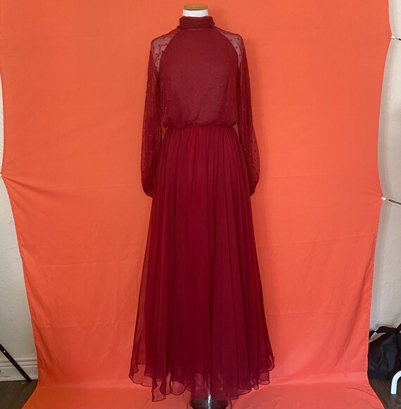 1950s Victoria Royal Ltd. Red Beaded Top Gown - image 2