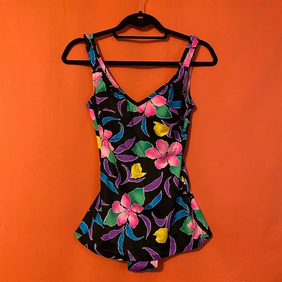 1960s Willow Bay Neon Floral Swimsuit