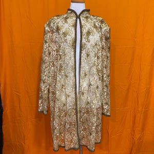 1990s Tan-Cho Gold Beaded Tunic Cardigan