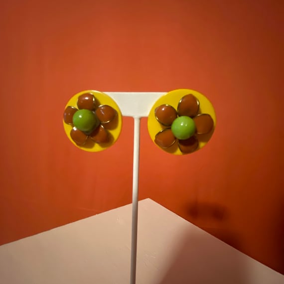 1970s Handmade Floral Statement Earrings