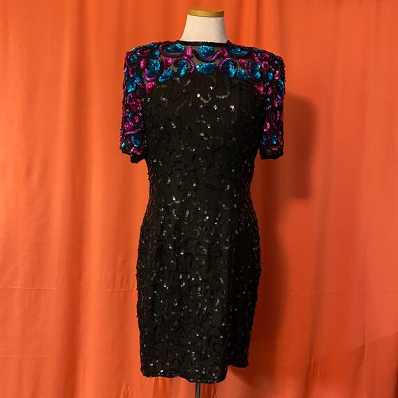1980s Sténay Multicolor Sequin Dress