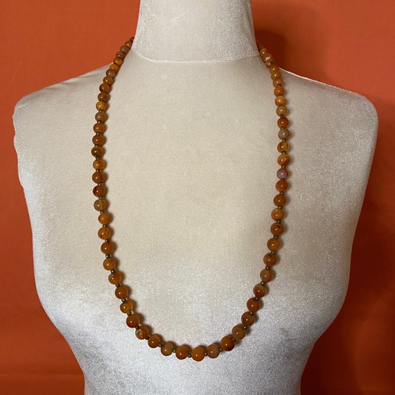 1970s Orange Glass Bead Necklace