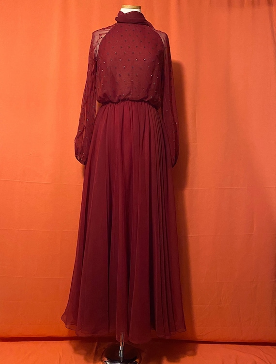 1950s Victoria Royal Ltd. Red Beaded Top Gown