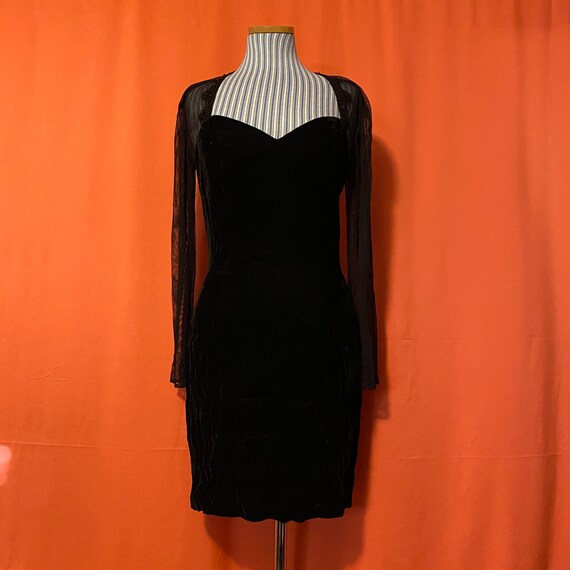 1990s Roberta Mesh Sleeve Velvet Dress