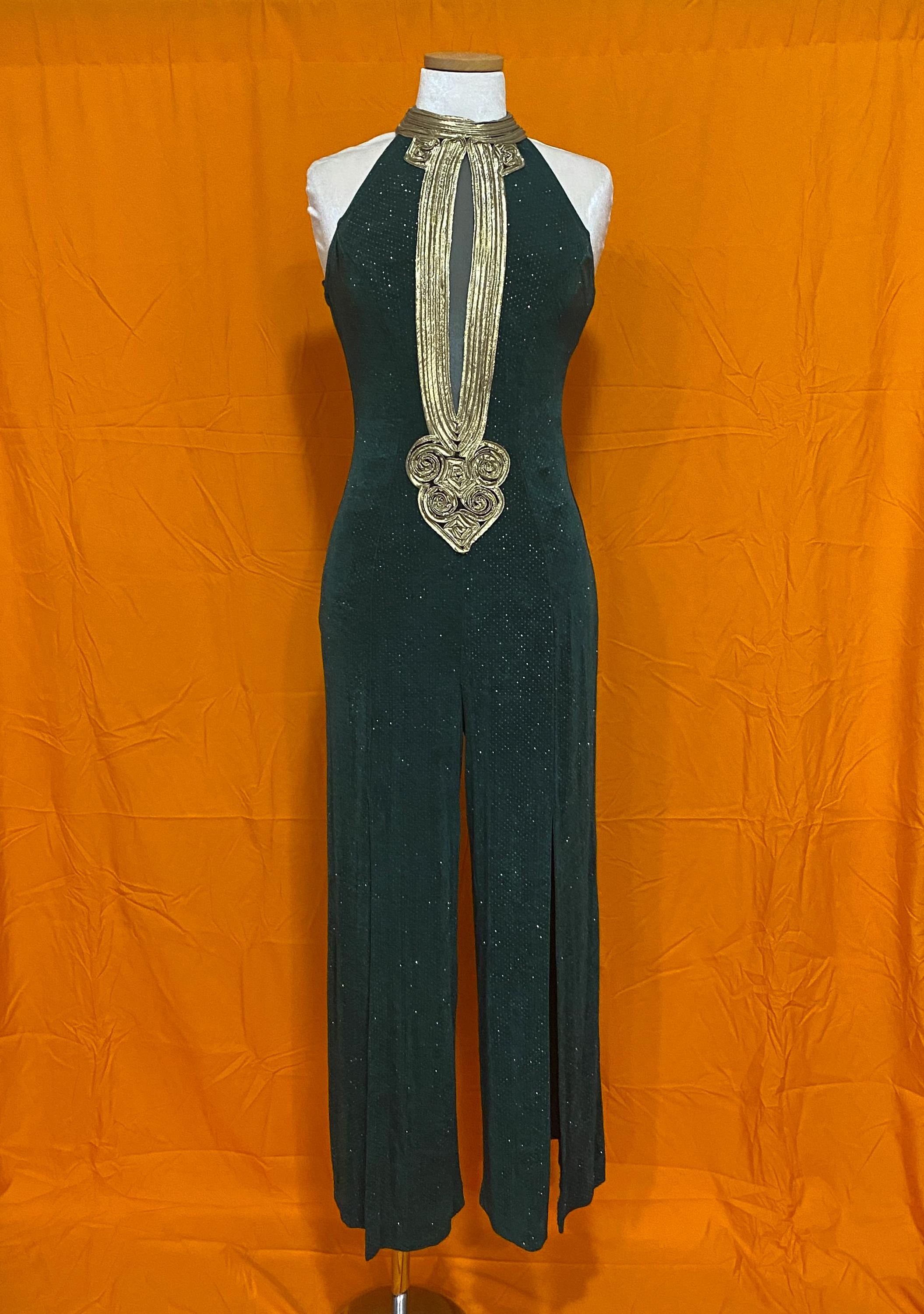1980s J. Harris Gold and Green Jumpsuit