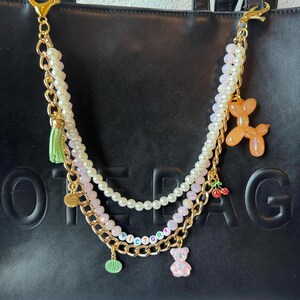 Bag chains with charms, Bag Charms, Lobster claw, Purse Charm, Purse Accessories