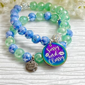 Vibrant beaded bracelet set with charms, Charm bracelets, Bracelets for women, Stretch bracelets