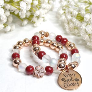Cute Beaded bracelet set with charms, Charm bracelets, Bracelets for women, Stretch bracelets