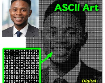 Personalized Digital Portrait - Custom ASCII Word Art