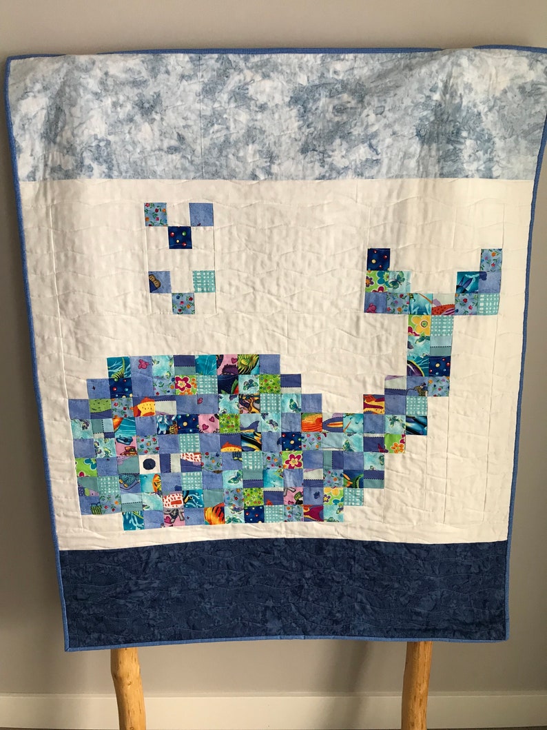 Blue and White Baby Quilt Baby Blanket Baby Shower Gift Etsy