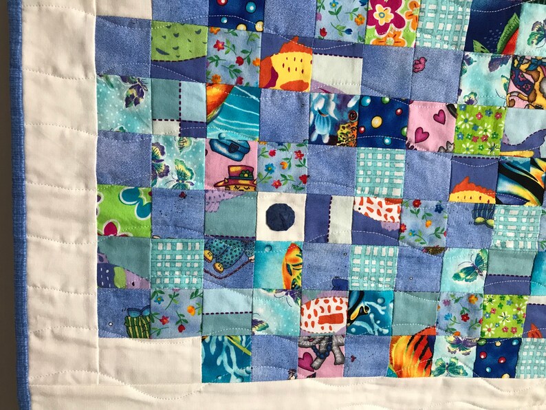 Blue and White Baby Quilt Baby Blanket Baby Shower Gift Etsy