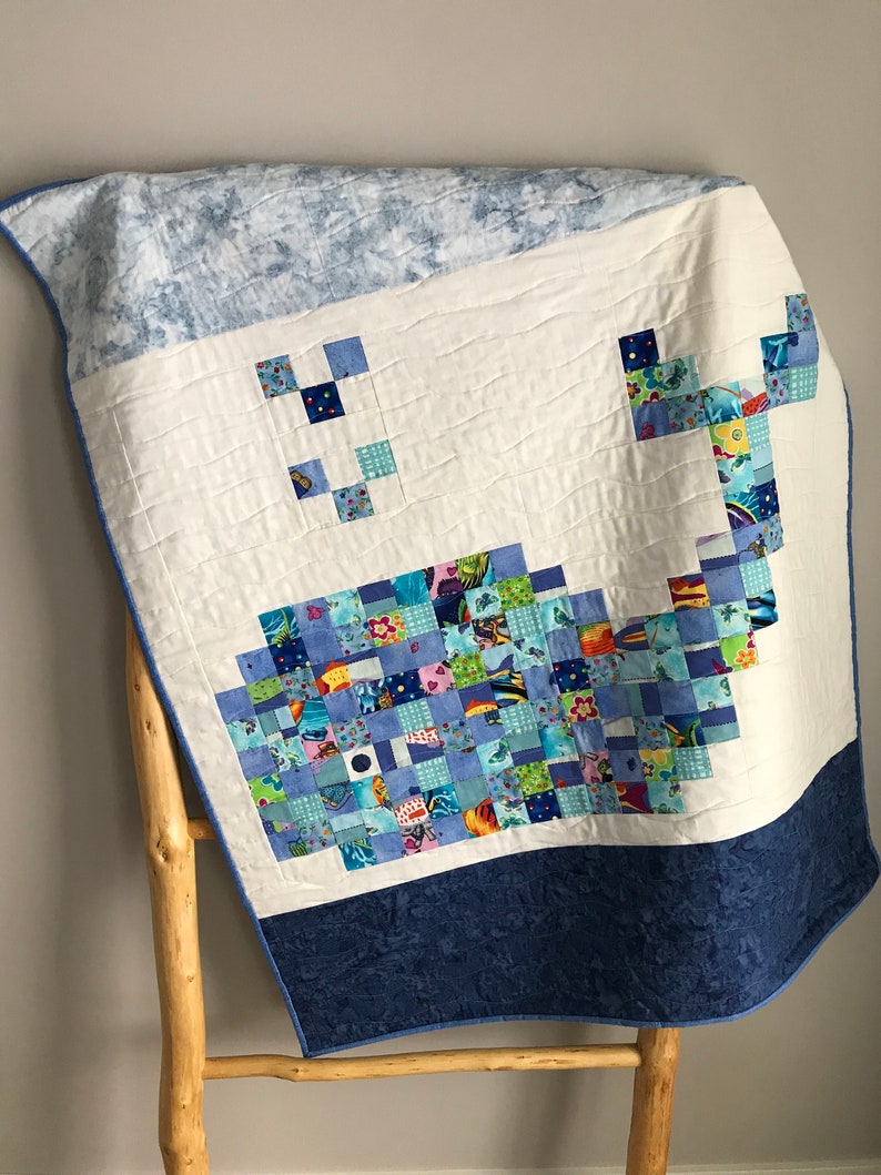 Blue and White Baby Quilt Baby Blanket Baby Shower Gift Etsy