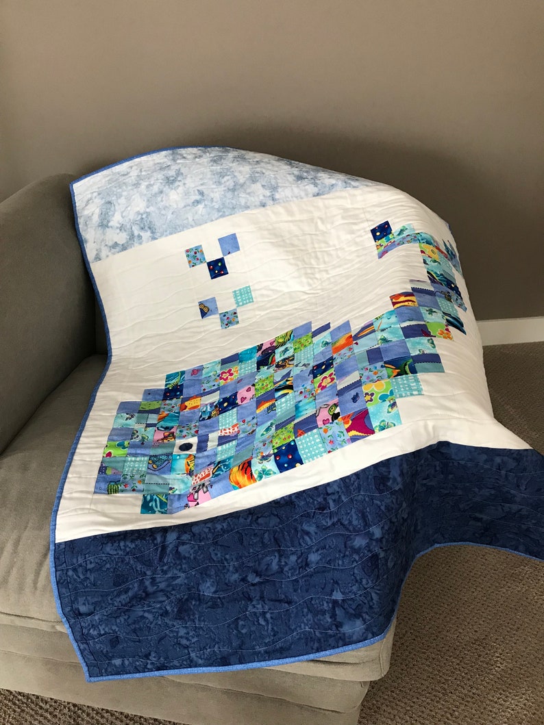Blue and White Baby Quilt Baby Blanket Baby Shower Gift Etsy