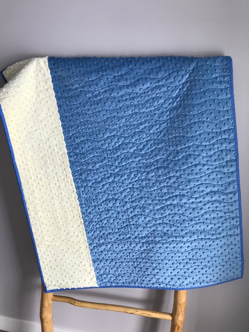 Blue and White Baby Quilt Baby Blanket Baby Shower Gift Etsy