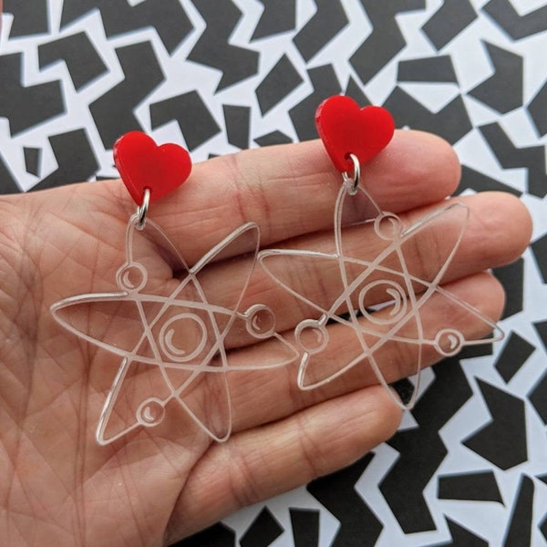 Love Atom Earrings. Atomic Earrings, Chemistry Earrings. Physics Earrings. Laser Cut Acrylic Earrings. Science Earrings