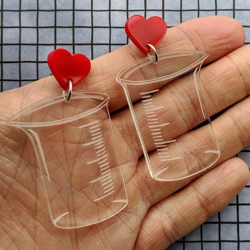 Love Beaker Earrings. Chemical Glassware Earrings Chemistry Etsy
