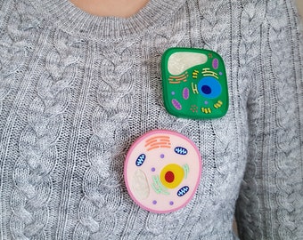 Plant and Animal Cell Brooches