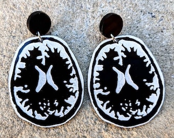 Brain MRI Earrings. Laser Cut Acrylic Brain Earrings. STEM earrings. Medical Image Earrings