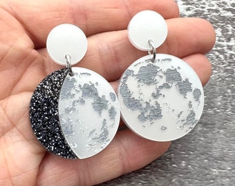 Acrylic Moon Phase Earrings