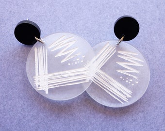 Streak Plate Earrings in Acrylic. Microbiology Earrings in Laser Cut Acrylic. STEM jewellery.