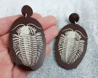 Faux Fossil Trilobite Earrings in Acrylic