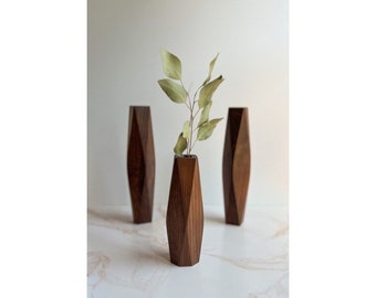 Geometrische Holz Vase |  Blumenvase