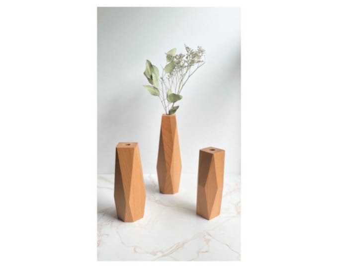 Set of 3 Beech Bud Vases |  Flower Vases