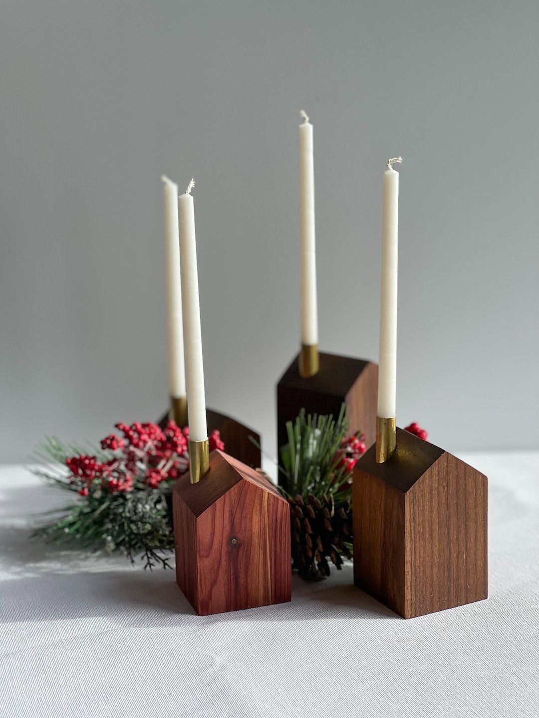 Modern Advent Wreath Wooden House Candle Holders Etsy