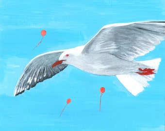 Сelebration (Original acrylic painting, acrylic painting, gull, bird, bird in the sky)