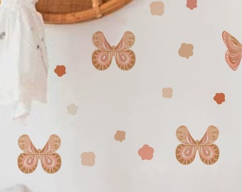 Flower Polka Dots Wall Decals Butterfly Sticker Nursery Decor, LF230