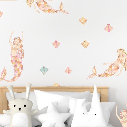 Mermaid Wall Decals Sea Shell Stickers LF103 Etsy