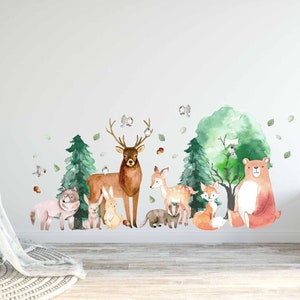 Woodland Forest Animal Wall Decals – Deer, Bear, Fox, Trees, Nature Nursery Stickers, Woodland Nursery Decor  LF005