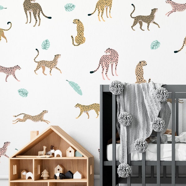 Leopard wall Decals Cat Stickers Wild Lion Tiger Cheetah, LF012