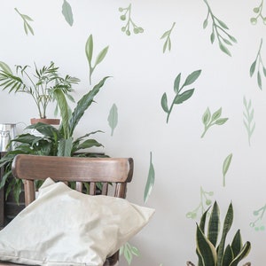 Greenery Wall Decals Watercolor Sticker Green Nursery Leaves Room Decoration Large Leaf, LF002