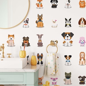 Dog Decals Cute Puppy Nursery Wall Sticker Different dog breeds, LF445