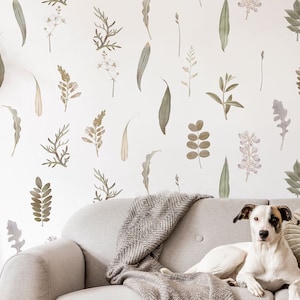 Vintage Wild Flowers Wall Decals Greenery Stickers, LF274