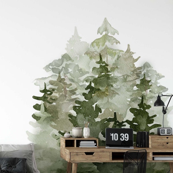 Forest Wall Decals Pine Tree Stickers Headboard, LF359