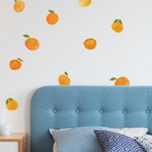 Lemon Wall Decals Watercolor Orange Stickers LF036 - Etsy