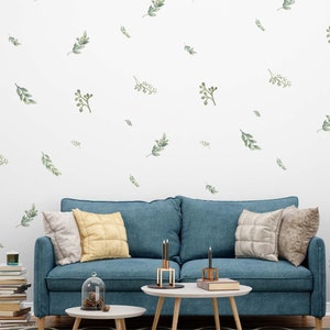 Greenery Wall Decals,  Botanical Leaf Stickers for Bedroom, Nursery, or Office, Boho Plant Wall Art, LF065