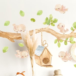 Bird Wall Decals Sparrow swallow Stickers birdhouse Tree Greenery, LF214