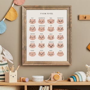 Cartel de Sentimientos Gráfico de Emociones Imprimir Montessori Homeschool Classroom Decor, LF290