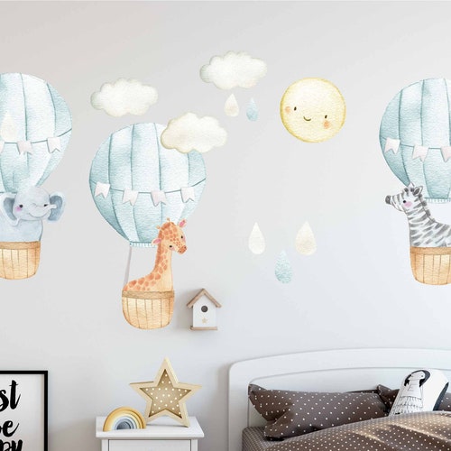 Hot Air Balloon Nursery Wall Decal Personalised Nursery Etsy