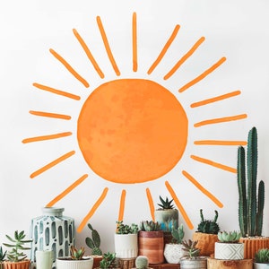 Sun Wall Decal Orange Yellow Sticker, LF233