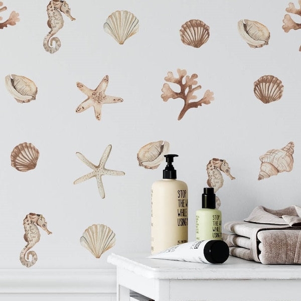 Starfish shells fish Wall Decals seahorses boho Stickers, KL 0032