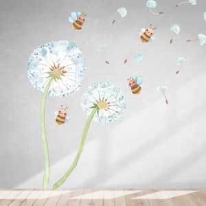 Fabric Wall Decal Dandelion Nursery Watercolour Kids Room - Etsy